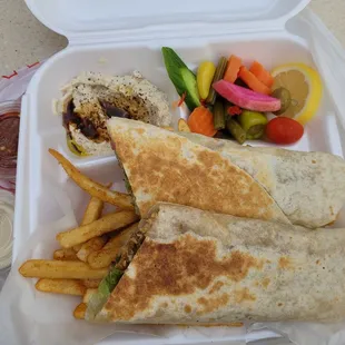 Falafel combo with babaganoush and fries