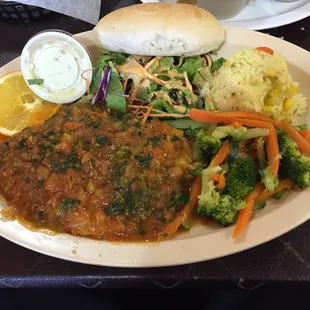 Mexican style fish fillet ( taste a lot better than it looks )