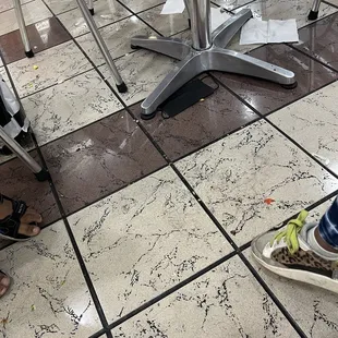 the floor of a restaurant