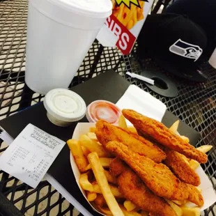 Chicken strips were terrible and overpriced, never going back.