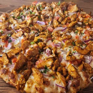 Large 14" Half &amp; Half Pizza -  Achari Chicken and  Butter Chicken Pizza