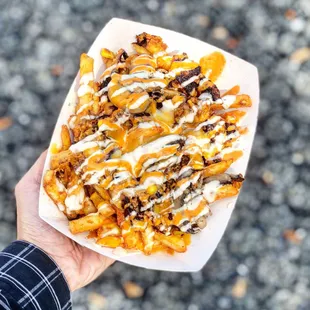 Black Bean Veggie Patty Loaded Cheesy Fries