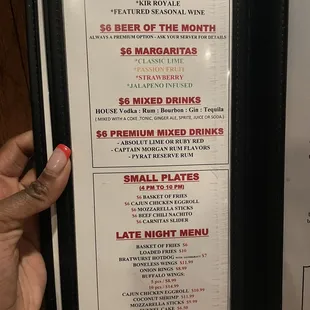 the menu