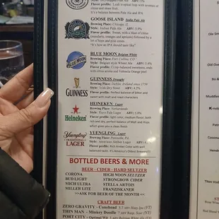 Beer menu