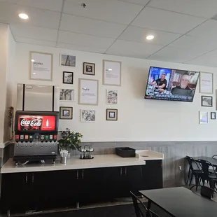 Big screen televisions not playing political channels.