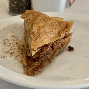 a piece of pie on a plate