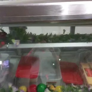 Fairly empty deli case.