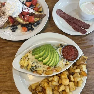 Bacon Avocado Scramble + Very Berry Stuffed French Toast