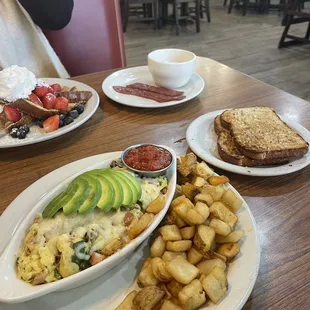 Bacon Avocado Scramble + Very Berry Stuffed French Toast