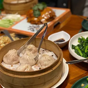 Pork Soup Dumplings, Peking Duck, Pea Shoots with Chicken Soup, Vegetable Fried Rice