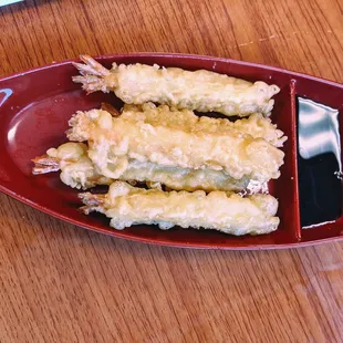 Shrimp tempura - tasty enough - kinda like shrimp wrapped in a funnel cake. Not quite as light and flaky as expected