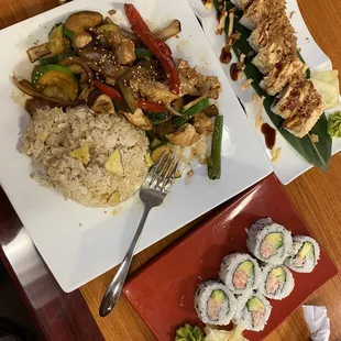 1. Hibachi Chicken 2. Crunchy Texas Roll 3. Snow Crab California Roll