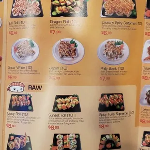 Takeout Menu, outdated prices