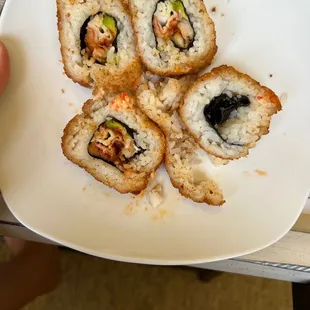 our pieces of sushi on a plate
