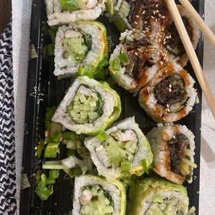 $10.00 Mexican Roll... where is the shrimp? It&apos;s a thin slice in each roll. Very disappointed. This is the second time this has happened.
