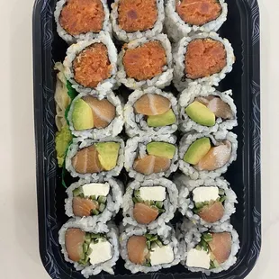 Spicy Tuna Roll, Salmon Avocado Roll, Philadelphia Roll