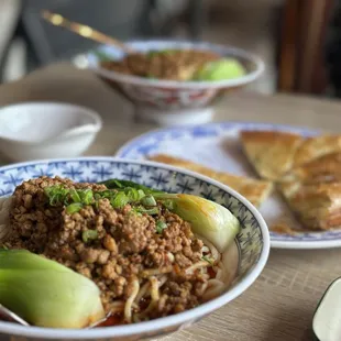 Dan Dan Noodles and Green Onion Pancake.