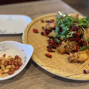 Spicy crispy chicken! Love this flavor! Sichuan peppercorn gives a tinkling of spicy in mouth!