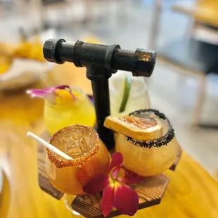 Margarita flavors ( guava , mango , lime , tamarindo )