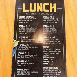 Lunch menu