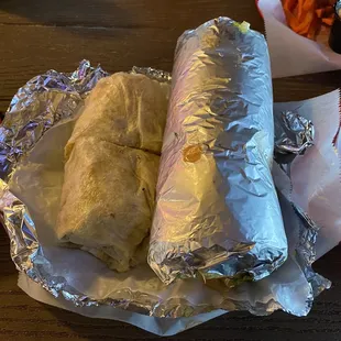 Size difference between Beaumont Burrito (left) vs Garbage Burrito (right)