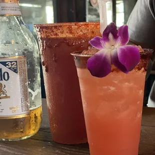 32 oz. Michelada and Strawberry margarita