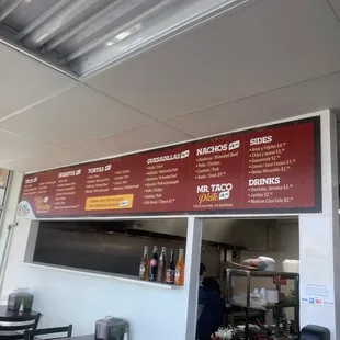 the menu of the restaurant