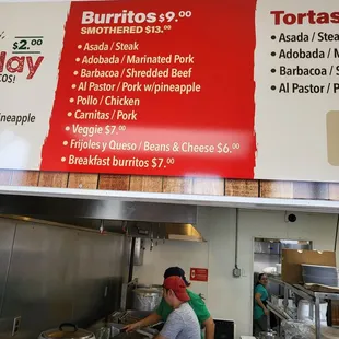 a menu for a restaurant