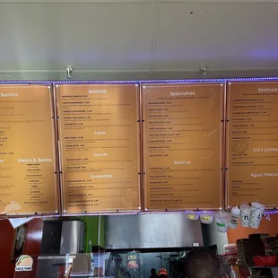 current menu as of July 2023