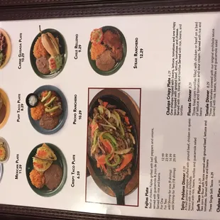 a menu for a mexican restaurant