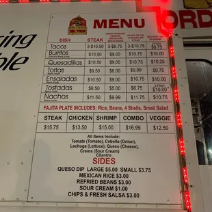 menu