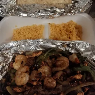 Combo fajitas for the game tonight  Also came with a salad and beans, a few chips and salsa. Support the local business owners!