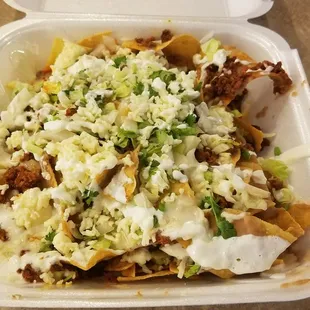 Chorizo nachos! Awesome portion size!