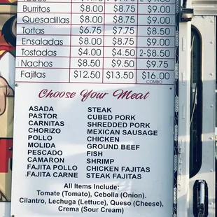 menu