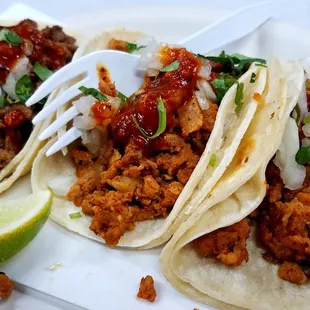 Chorizo and Asada Tacos.