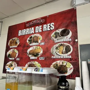 Variety of birria for the birria enthusiast Variety of beer for the beer in