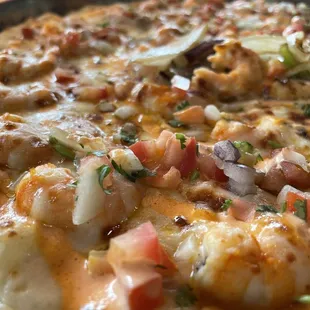 Close-up of the Shrimp Pizza. So good!