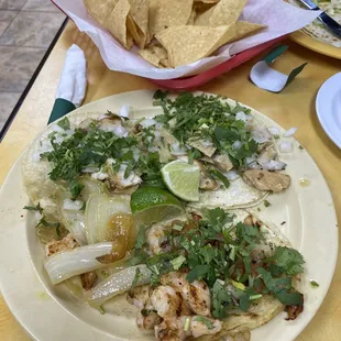 Chicken and shrimp street tacos