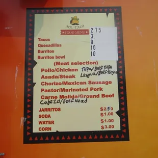 Menu board.