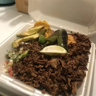 The Carne Asada plate makes at least six tacos - definitely share, or save for leftovers. So yum!