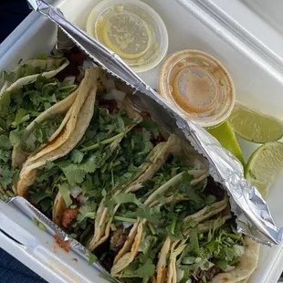 Street tacos to die for...al pastor and barbacoa