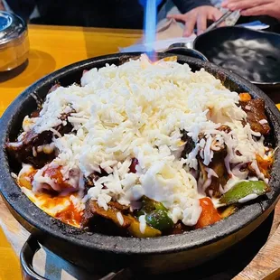 Spicy galbi jjim with cheese