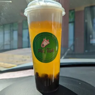 Jasmine green tea cheese foam with boba: excellent!