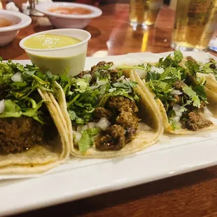 &quot;Street Tacos&quot; with steak. Pretty good.