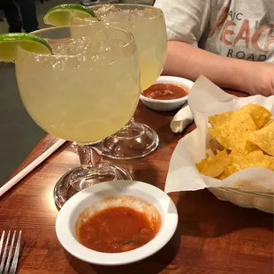 Chips and salsa and skinny margaritas