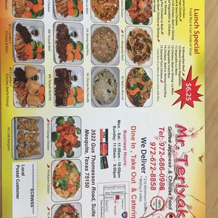 the menu for the restaurant