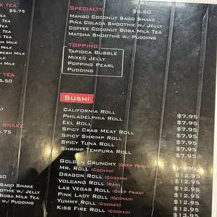 menu