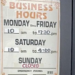 New hours from 2022
