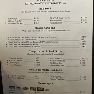 Lunch menu