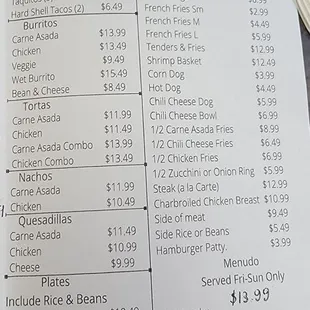 a menu for a restaurant